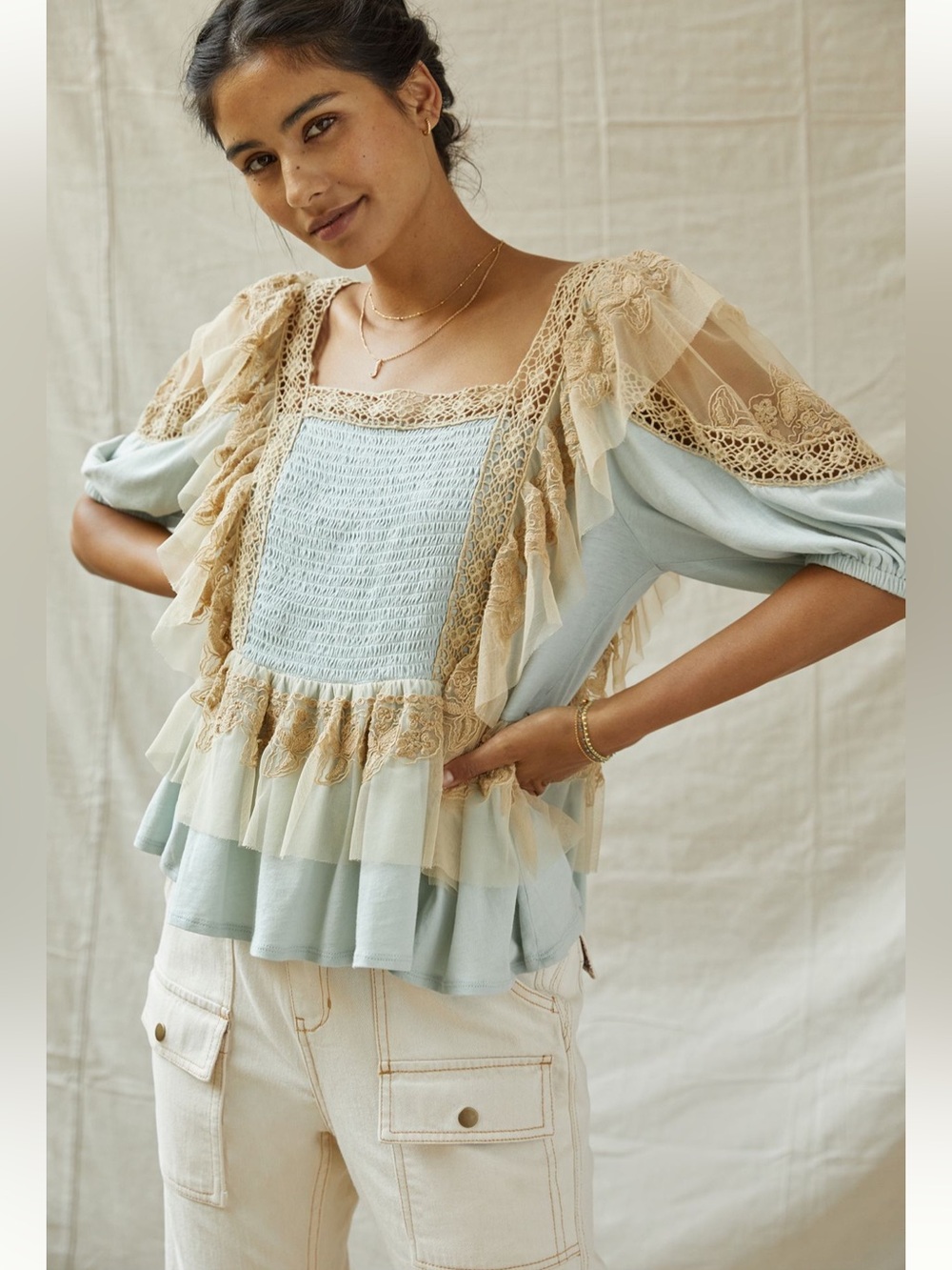 Anthropologie Forever That Girl Boho Peplum Princess Top - Picture 15 of 15